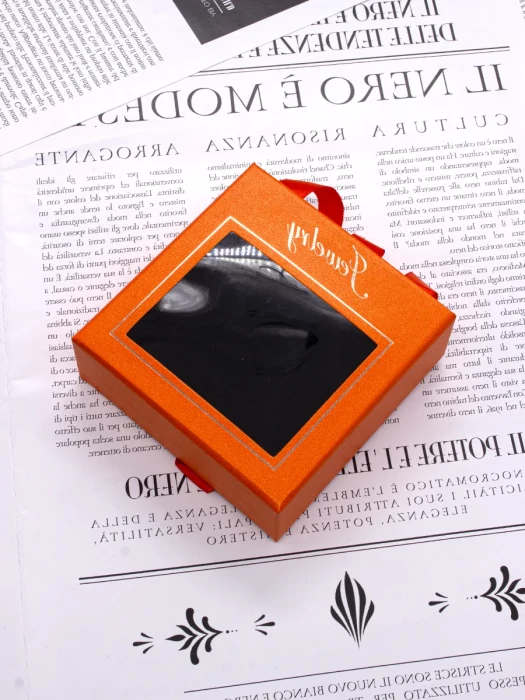 Коробка футляр оранжевая для украшений колец сережек